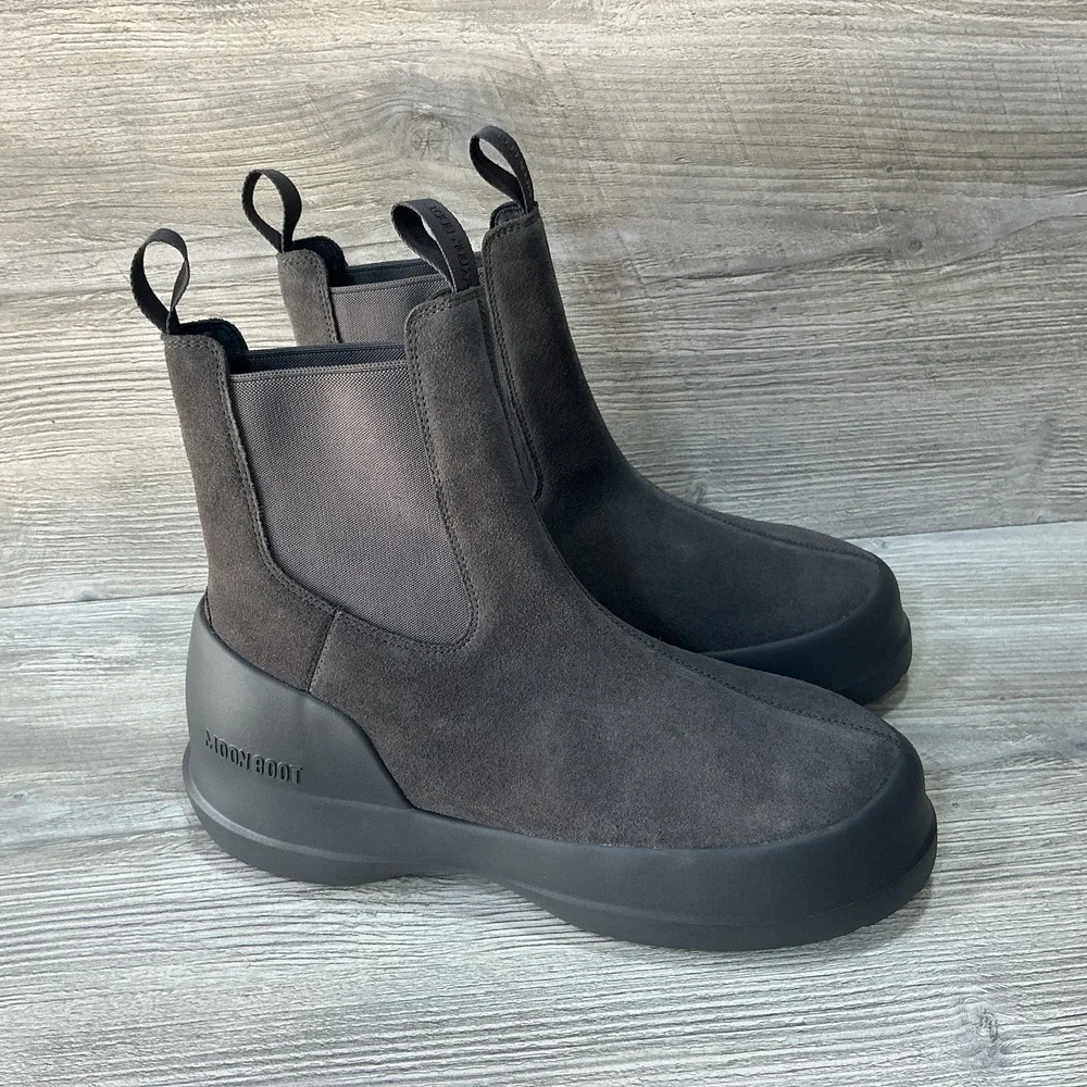 Moon Boot Luna Chelsea Anthracite Suede Mens Boot In Gray Size M 10 - 11L EU 43